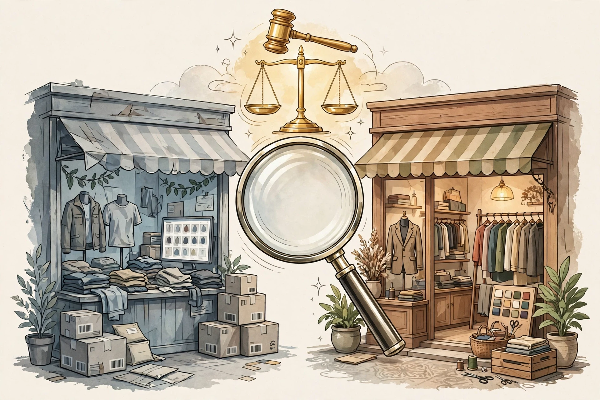 蕉点仿冒蕉内案商标无效与网店装潢保护概念插画